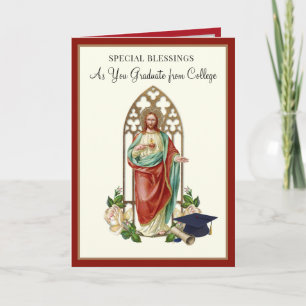 Carte Diplôme Religieux Catholique Sacred Heart Roses