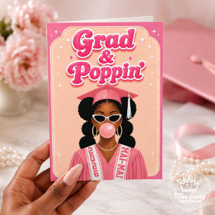 Carte Diplômée & Bulles de Bubble Gum Rose Diplôme