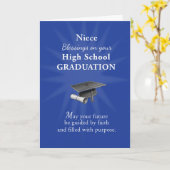 Carte Diplômée de Lycée Nièce Religieuse Bleu (Fleur jaune)
