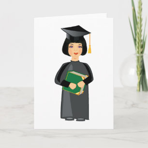 Carte Diplômée en toque et toge noirs