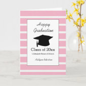 Carte Diplômée Rayée Rose Promotion 2026 (Fleur jaune)