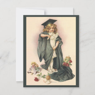 Carte Diplômée Vintage, Fille portant une toque et une t