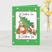 Carte Dire drôle Caricature de chat de Noël Humoristique (Fleur jaune)