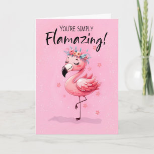 Carte Dire Salut avec Flamant rose Whimsical Fabrique et