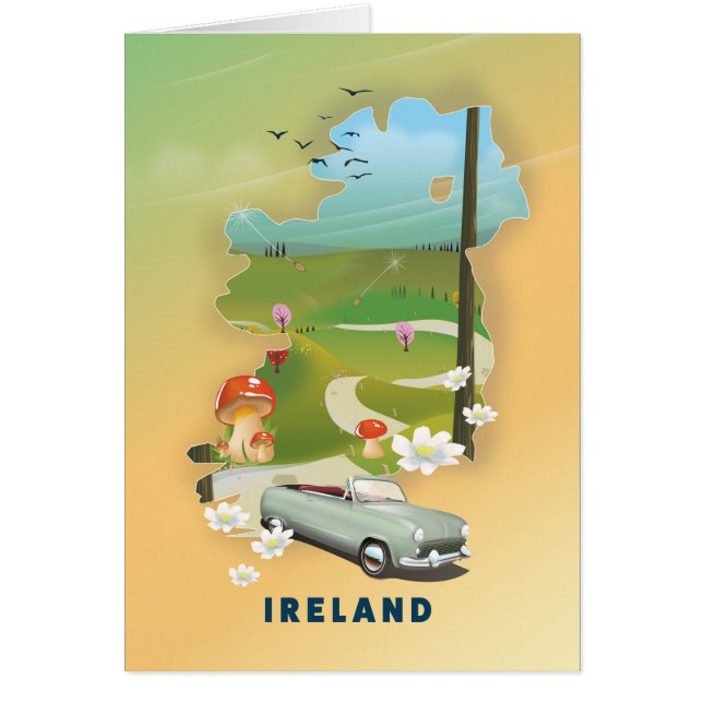 Carte d'Irlande affiche de voyage vintage (Devant)
