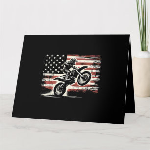 Carte Dirt Bike American Flag Motocross Biker Vintage US
