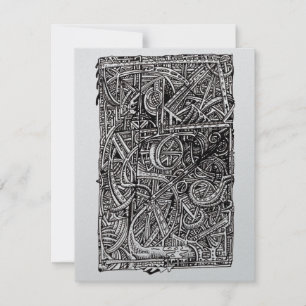 Carte Dis-junction, Ink drawing Flat Card (silver)