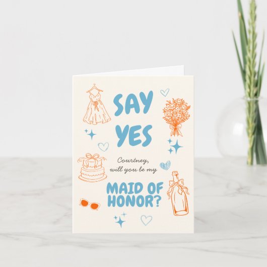 Carte Dis Oui Proposition Aqua + Orange Doodle (Devant)