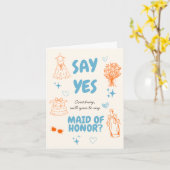Carte Dis Oui Proposition Aqua + Orange Doodle (Fleur jaune)