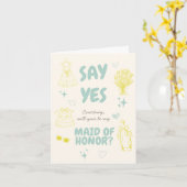 Carte Dis Oui Teal + Yellow Doodle Demande (Fleur jaune)