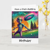 Carte Disc Golfing Alien Funny Pun Anniversaire (Fleur jaune)