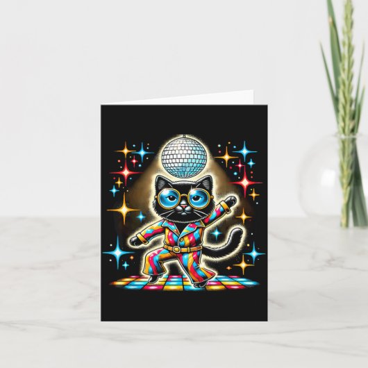 Carte Disco Chat Noir Esthétique (Devant)