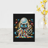 Carte Disco Chat Noir Esthétique (Fleur jaune)