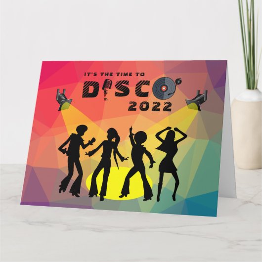 Carte Disco dance floor retro multicolor celebration (Devant)