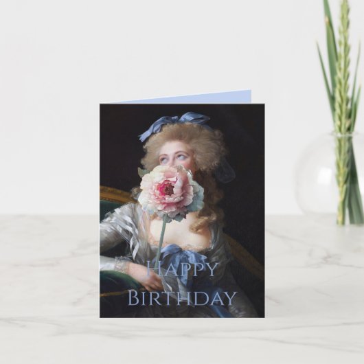 Carte Discrète avec Joyeux Anniversaire Paeonia Pink (Devant)