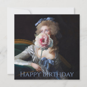 Carte Discrète avec Joyeux Anniversaire Pivoine Rose