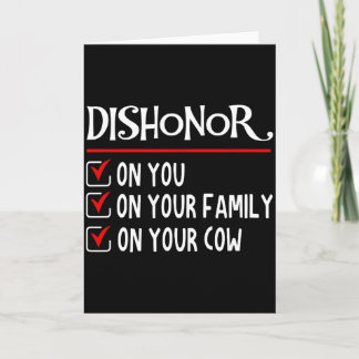 Carte Dishonor On You On Your Family Cow Funny Saying Qu