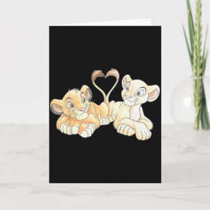 Carte Disney Le Roi Lion Simba et Nala cœurs Valenti