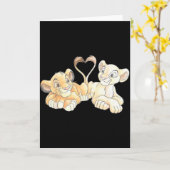 Carte Disney Le Roi Lion Simba et Nala cœurs Valenti (Fleur jaune)