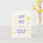 Carte Disons Oui Lavande + Jaune Proposition Doodle (Fleur jaune)