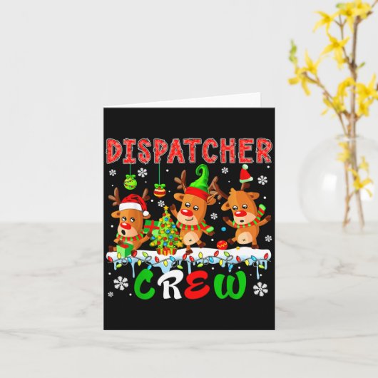 Carte Dispatcher Crew Three Cute Santa Elf Reindeers Xma (Fleur jaune)