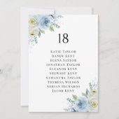 Carte Disposition de table florale aquarelle bleue et bl (Devant)