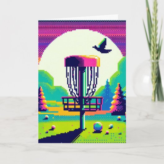 Carte Disque Golf Pin Pixel Art Anniversaire (Devant)