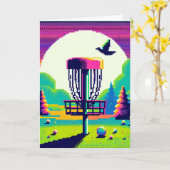 Carte Disque Golf Pin Pixel Art Anniversaire (Fleur jaune)