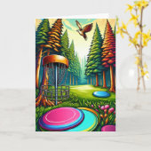 Carte Disque Golf Thème Happy Fête des pères (Fleur jaune)