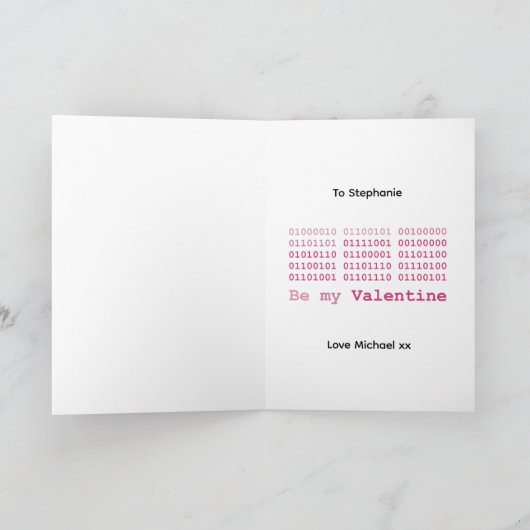 Carte Disquette Valentine avec Binary Love Code (Intérieur)