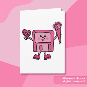 Carte Disquette Valentine avec Binary Love Code