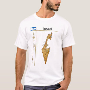 Carte d'Israël + Drapeau + Titre T-shirt
