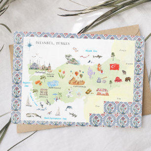 Carte d'Istanbul, Turquie à l'aquarelle