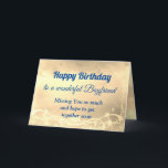 Carte Distance Happy Birthday Boyfriend Card<br><div class="desc">Luxury Gold Distance Happy Birthday Boyfriend personalised Greeting Card.</div>