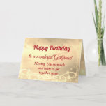 Carte Distance Happy Birthday Girlfriend Card<br><div class="desc">Luxury Gold Distance Happy Birthday Girlfriend personalised Greeting Card.</div>