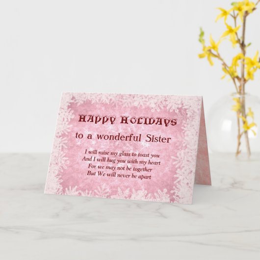 Carte Distance Happy Holidays Soeur Salutation (Fleur jaune)