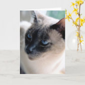Carte distante de chat siamois (intérieur vide) (Fleur jaune)