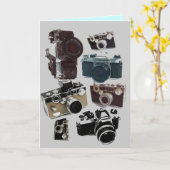Carte distressed photographe retro camera (Fleur jaune)