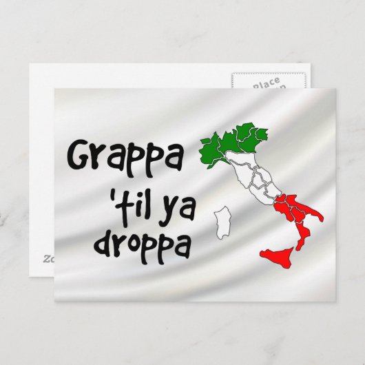 Carte d'Italie Grappa Til Ya Droppa (Devant / Derrière)