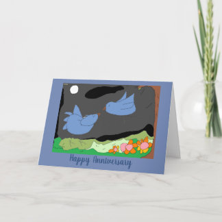 Carte Dites Joyeux Anniversaire avec les oiseaux d'amour