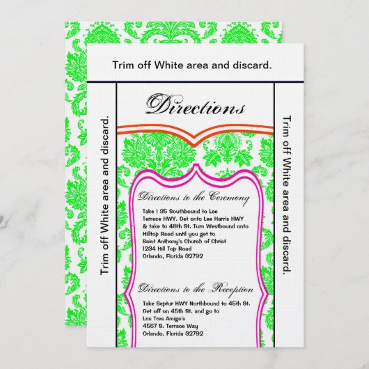 Carte d'itinéraire 3.5x6 Neon vert rose Orang Dama (Devant / Derrière)