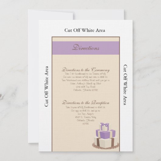 Carte d'itinéraire de gâteau Mariage Brown/violet (Devant)