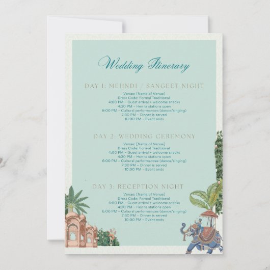 Carte d'itinéraire de mariage (Dos)