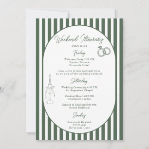 Carte d'itinéraire de mariage cabana préppy rayée