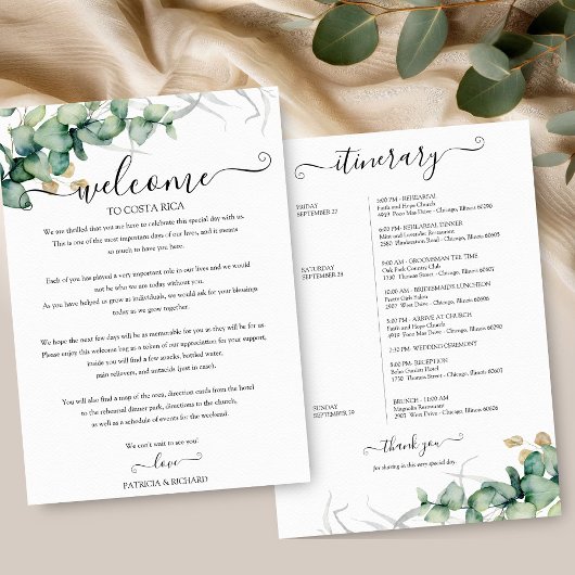 Carte d'itinéraire de mariage de week-end à feuill