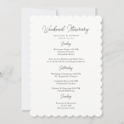Carte d'itinéraire de week-end de mariage à écritu (Devant)