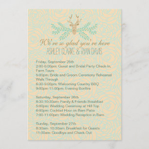 Carte d'itinéraire de week-end de mariage en bois 