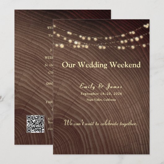 Carte d'itinéraire de week-end de mariage rustique (Devant / Derrière)