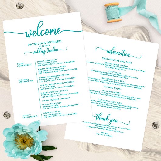 Carte d'itinéraire de week-end de mariage simple c