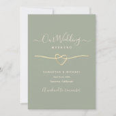 Carte d'itinéraire de weekend de mariage Vert Saug (Devant)